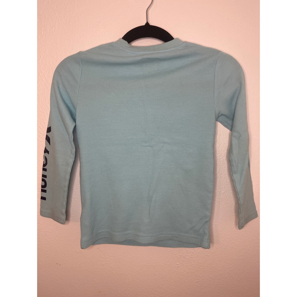 Hurley Kids Long Sleeve Top Waffle Knit Blue Logo Size 7/8